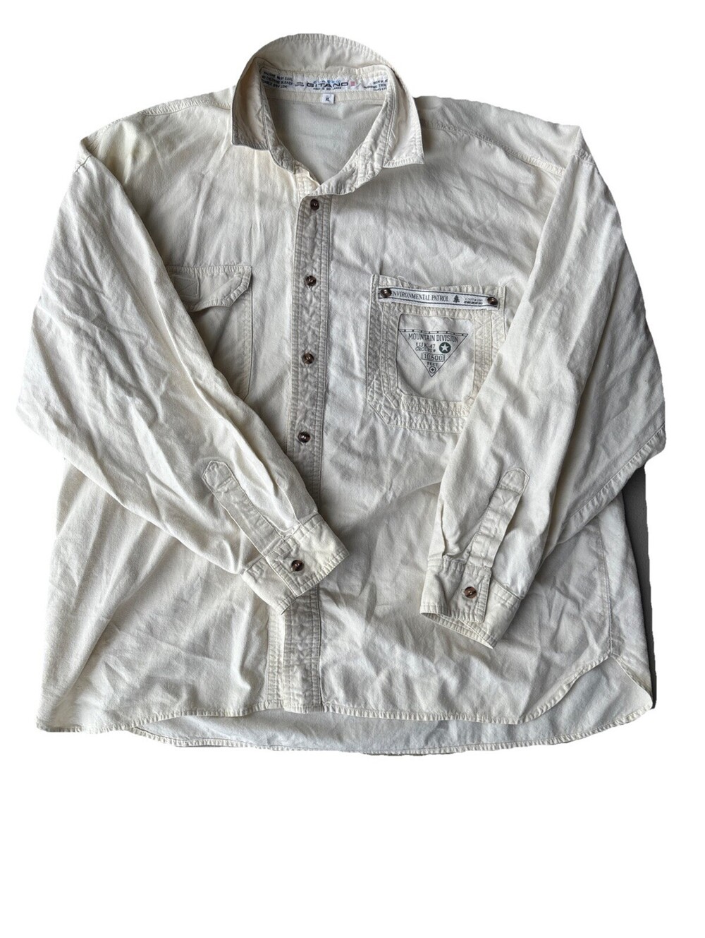 Gitano Men's Size XLarge White Button Down Long Sleeve Shirt Vintage Env Patrol